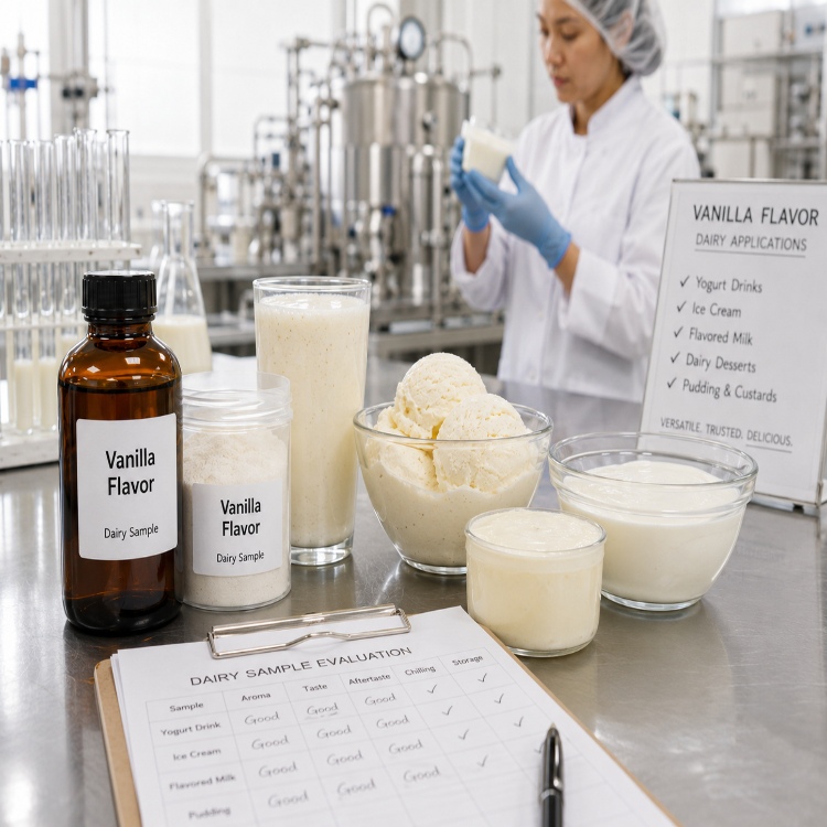 Vanilla flavor testing for dairy applications